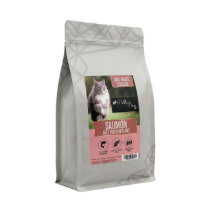 Croquette Chat Gamme Excellence sans céréale saumon poisson blanc O'Maya Croq