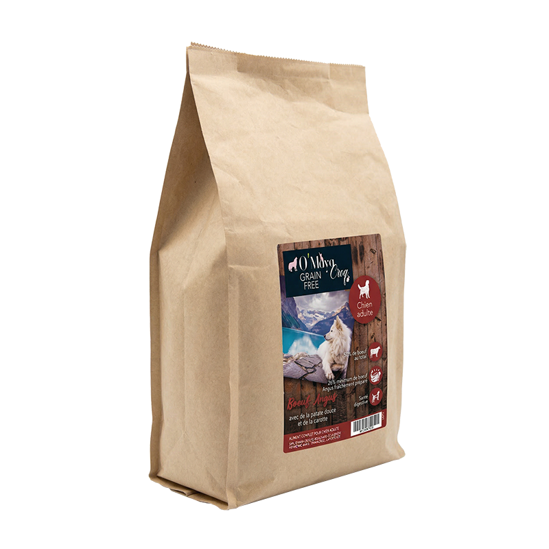 Croquette Chien Gamme Nutrition naturelle sans céréale bœuf angus patate douce O'Maya Croq