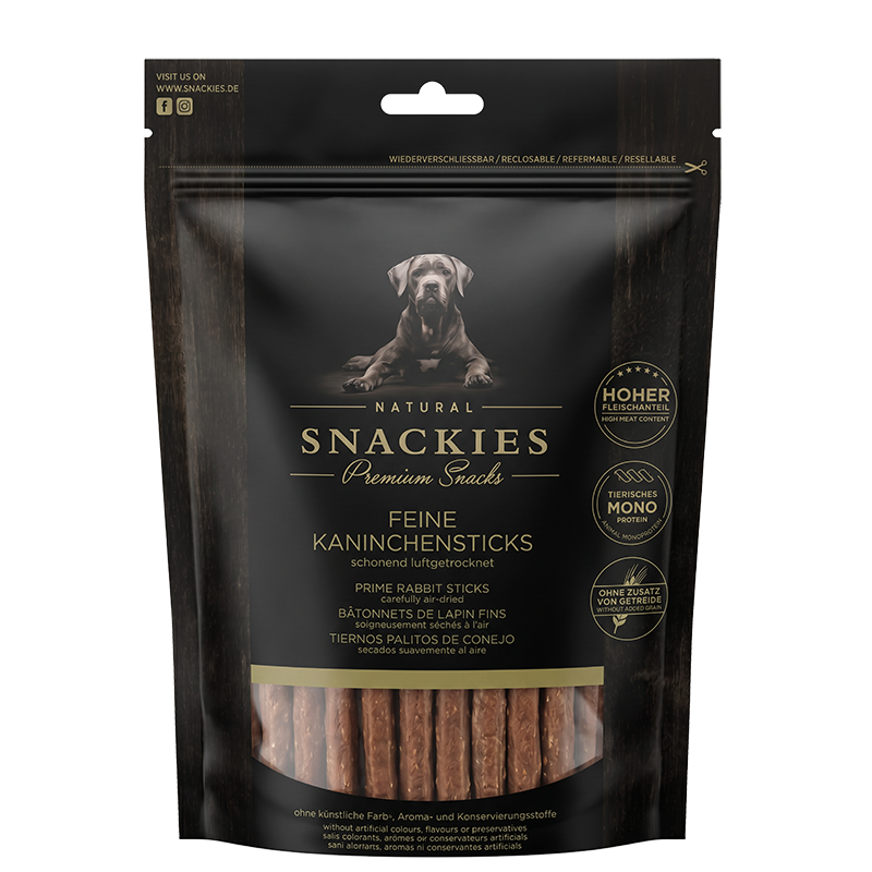 Friandise chien Snackies 100% viande séchée Bâtonnet de Lapin O'Maya Croq