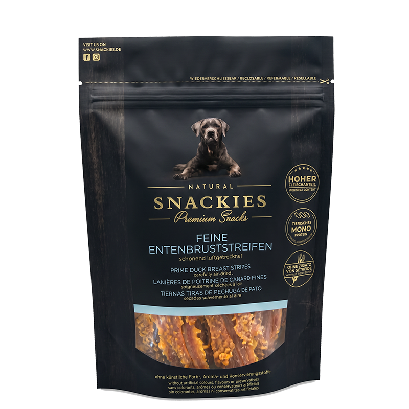 Friandise chien Snackies 100% viande séchée filet de canard O'Maya Croq