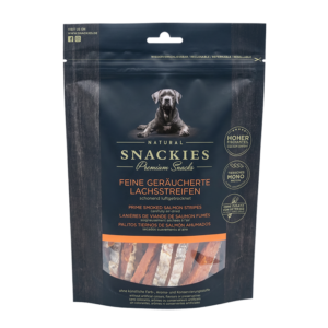 Friandise chien Snackies 100% viande séchée lanière de saumon O'Maya Croq